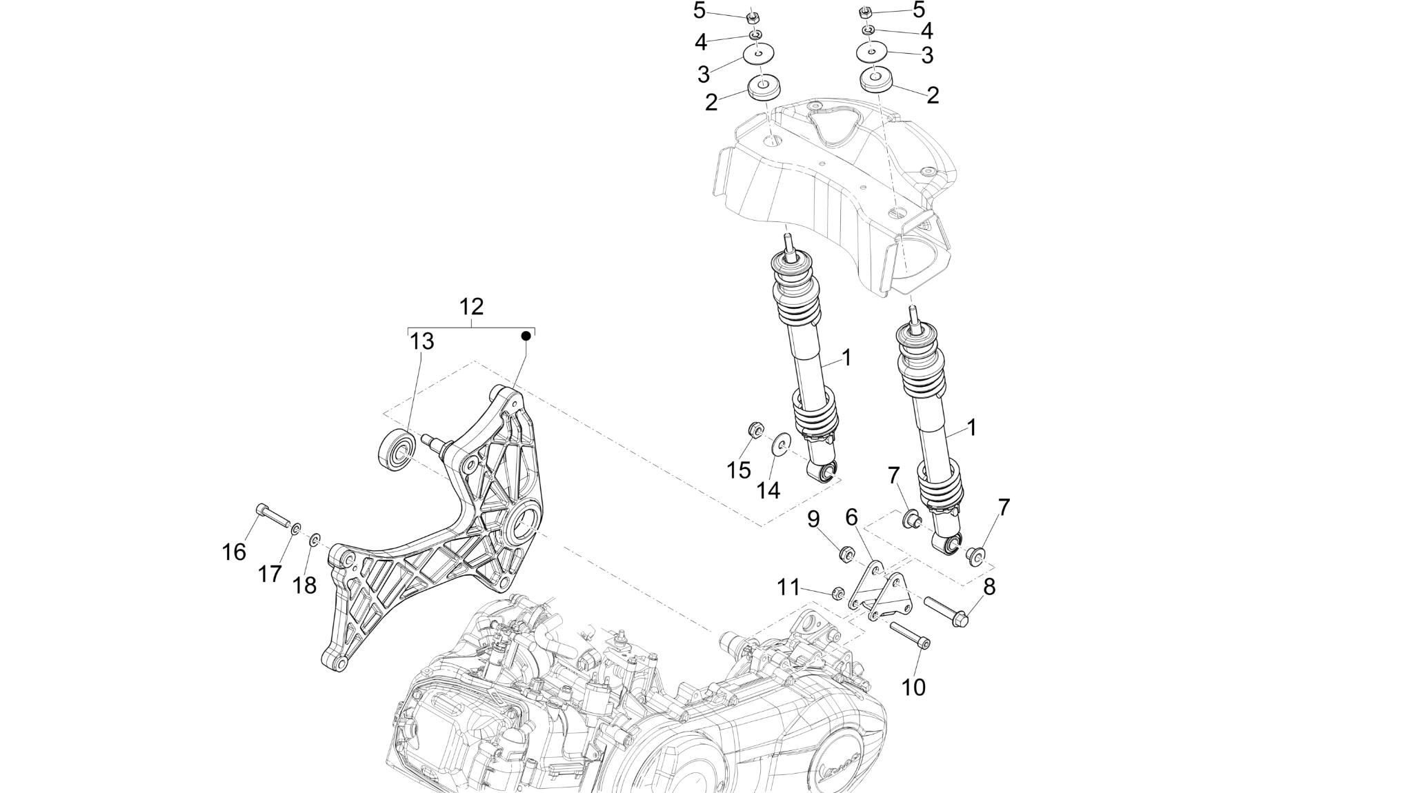 Rear suspension - Shock absorber/s