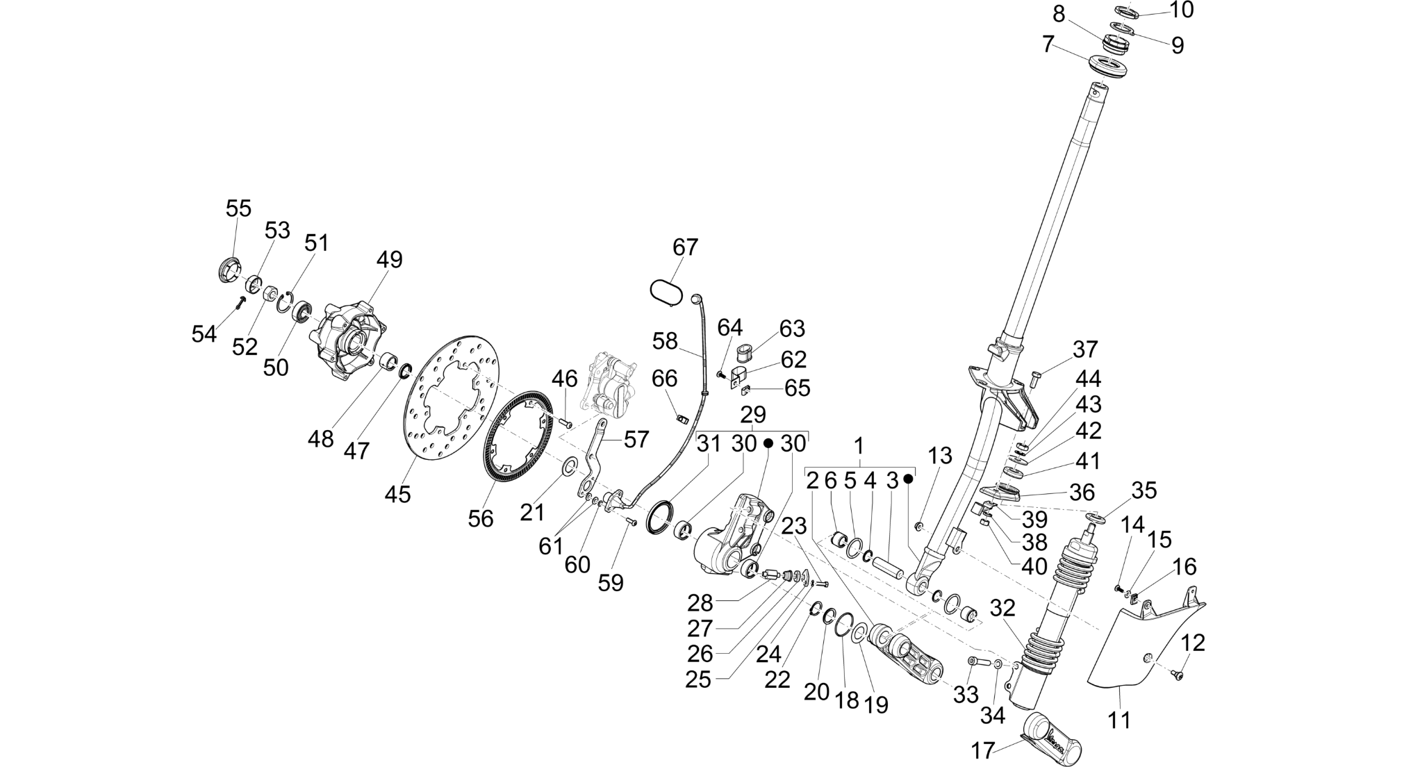 Fork/steering tube - Steering bearing unit