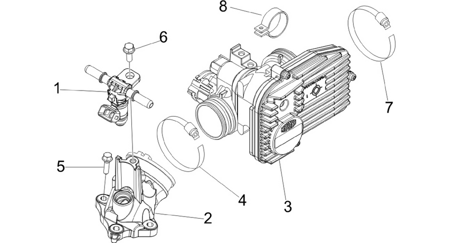 Throttle body - Injector - Induction joint