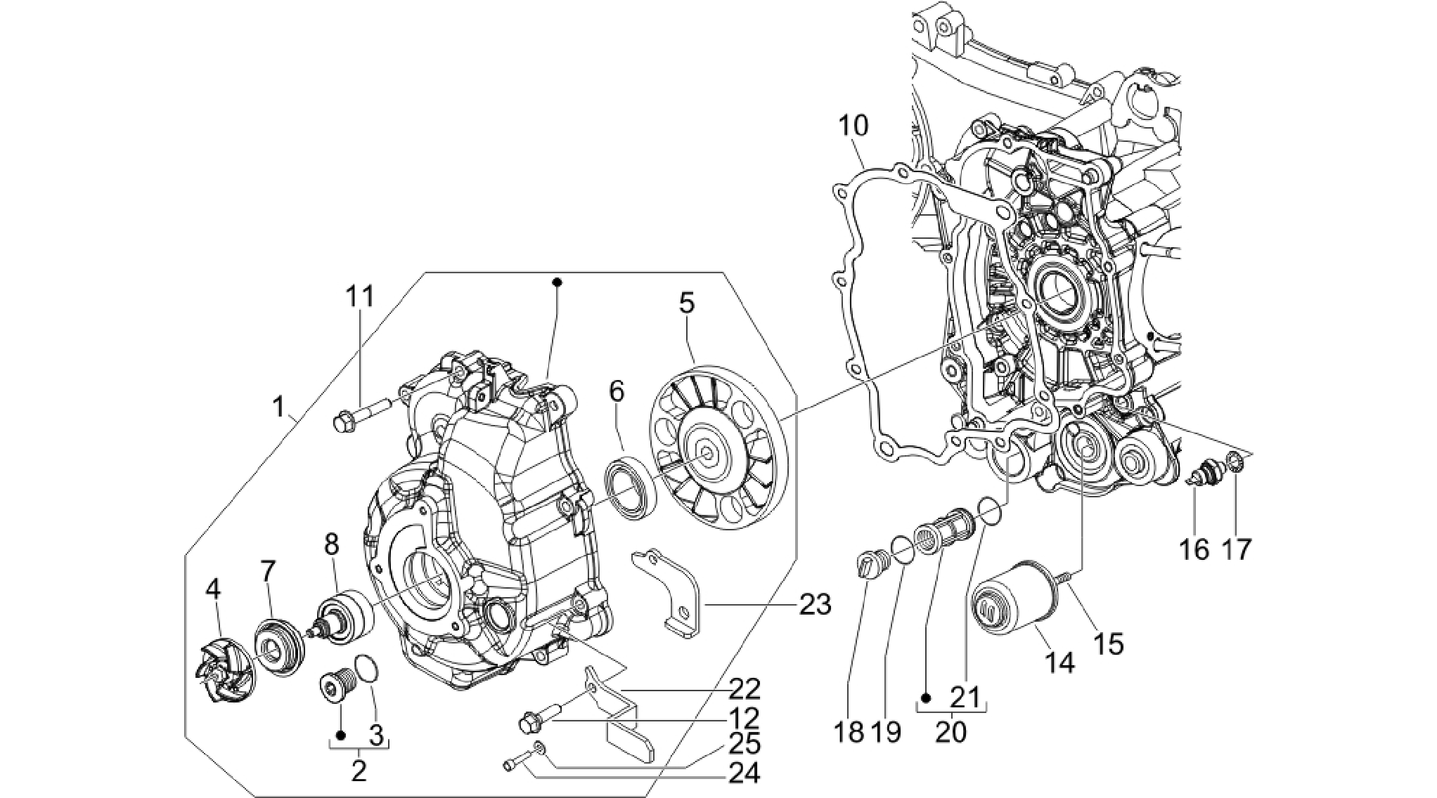 Flywheel magneto cover - Oil filter