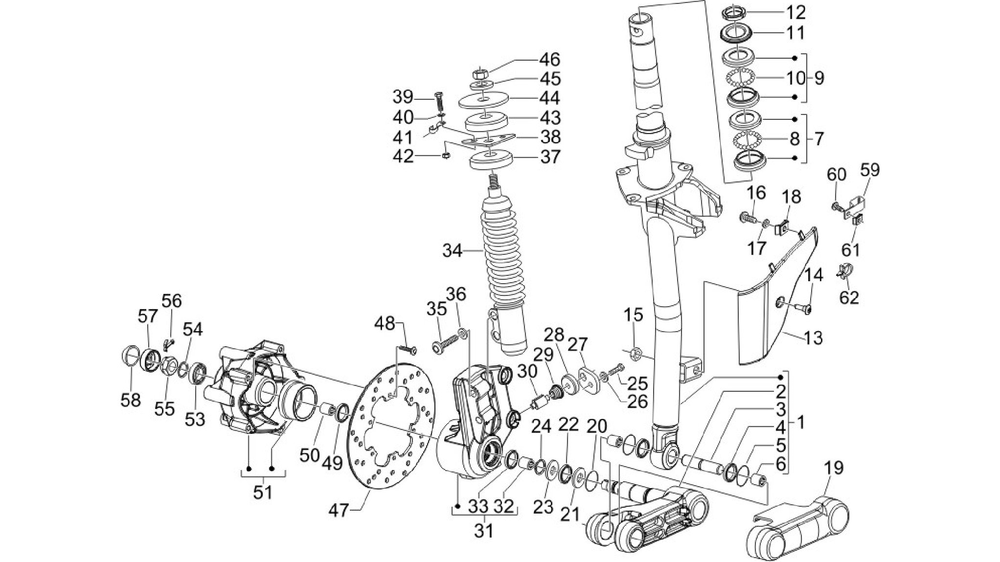 Fork/steering tube - Steering bearing unit