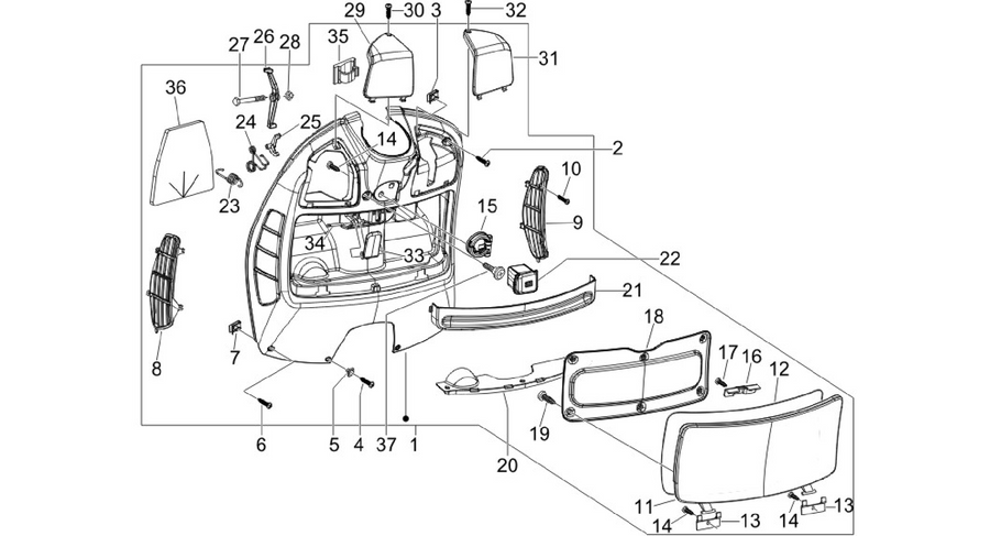 Front glove-box - Knee-guard panel