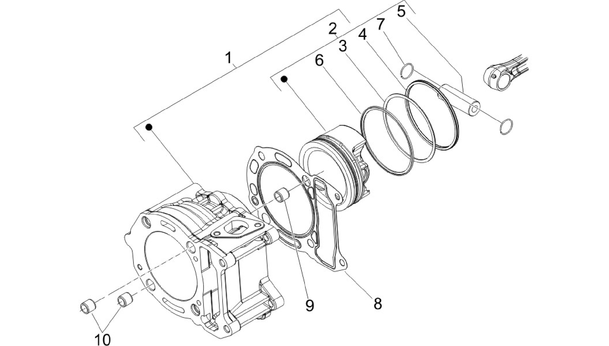 Cylinder-pistston-wrist pin unit