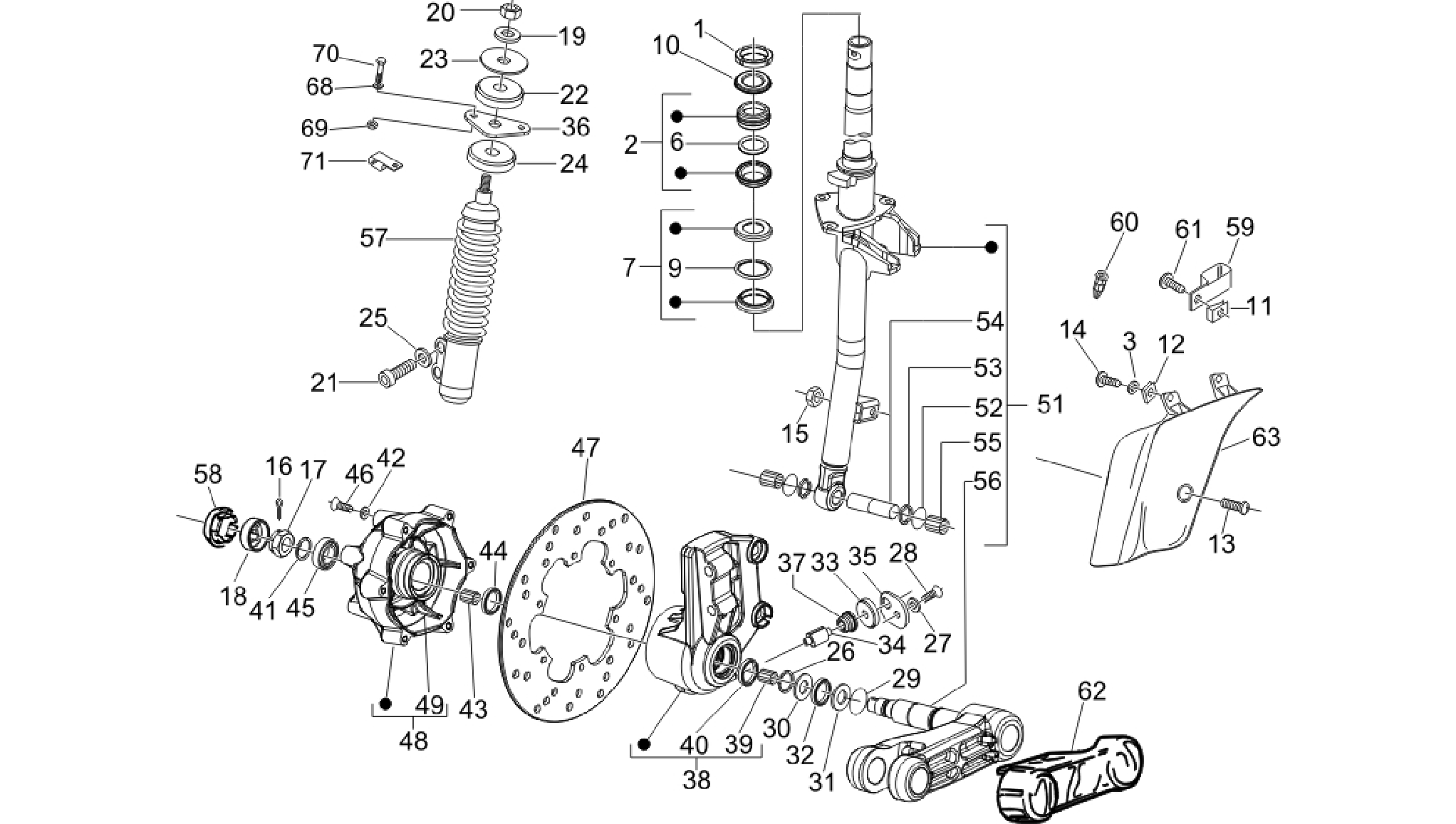 Fork/steering tube - Steering bearing unit