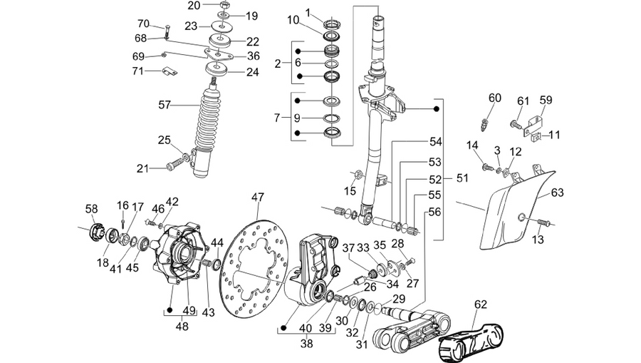 Fork/steering tube - Steering bearing unit
