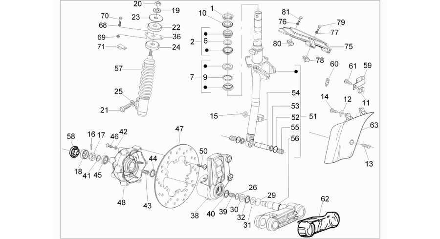 Fork/steering tube - Steering bearing unit