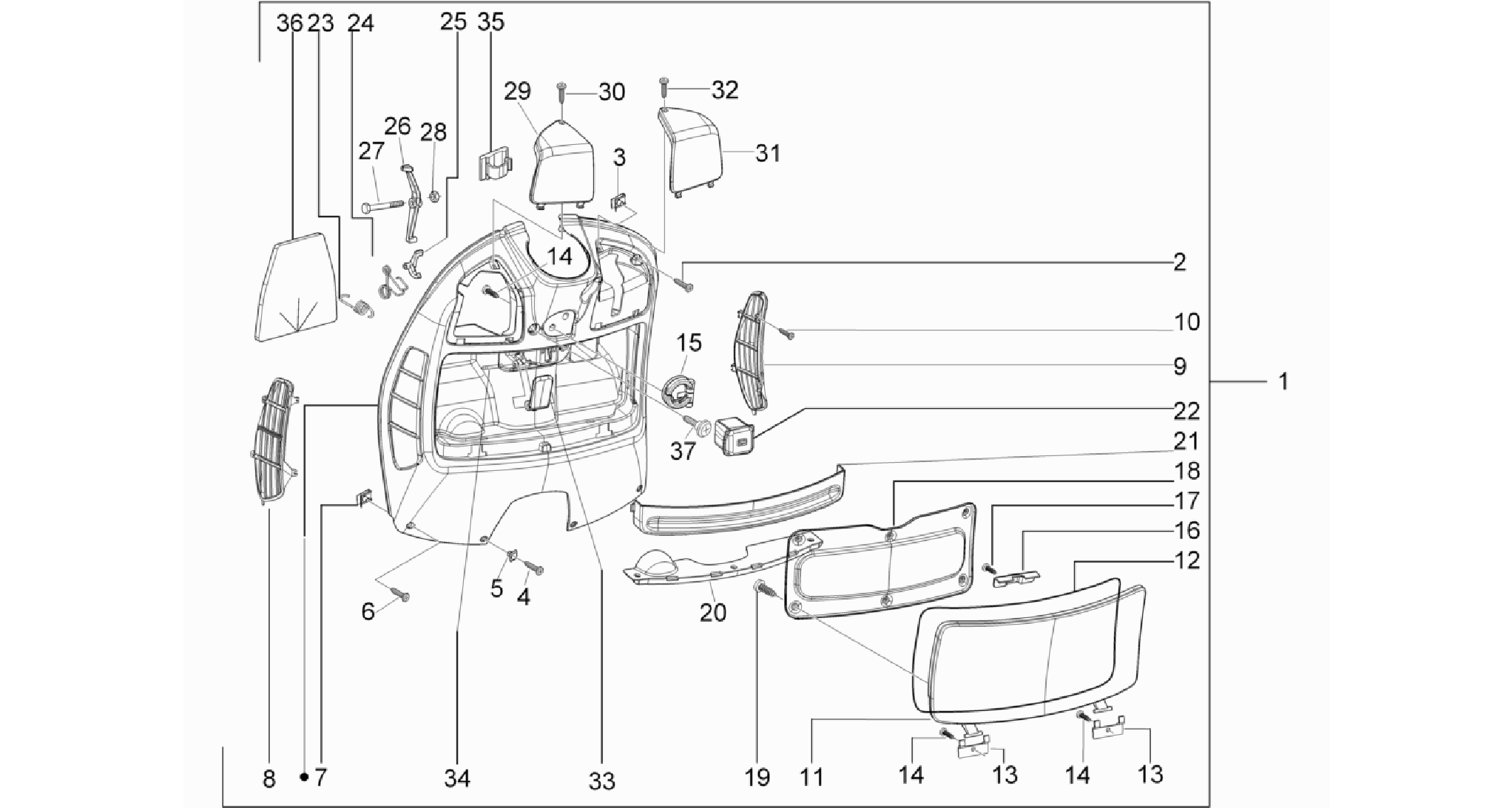 Front glove-box - Knee-guard panel