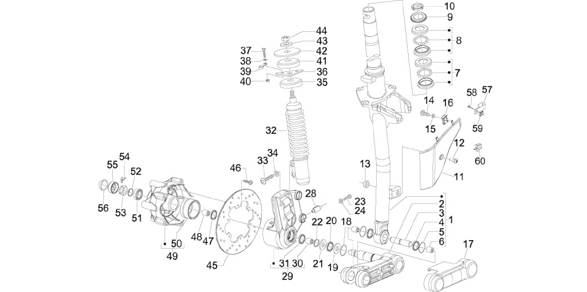 Fork/steering tube - Steering bearing unit