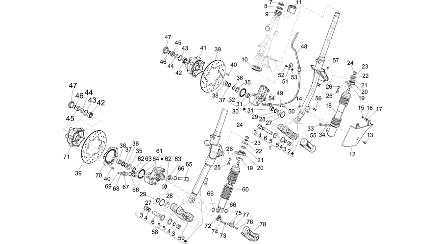 Fork/steering tube - Steering bearing unit