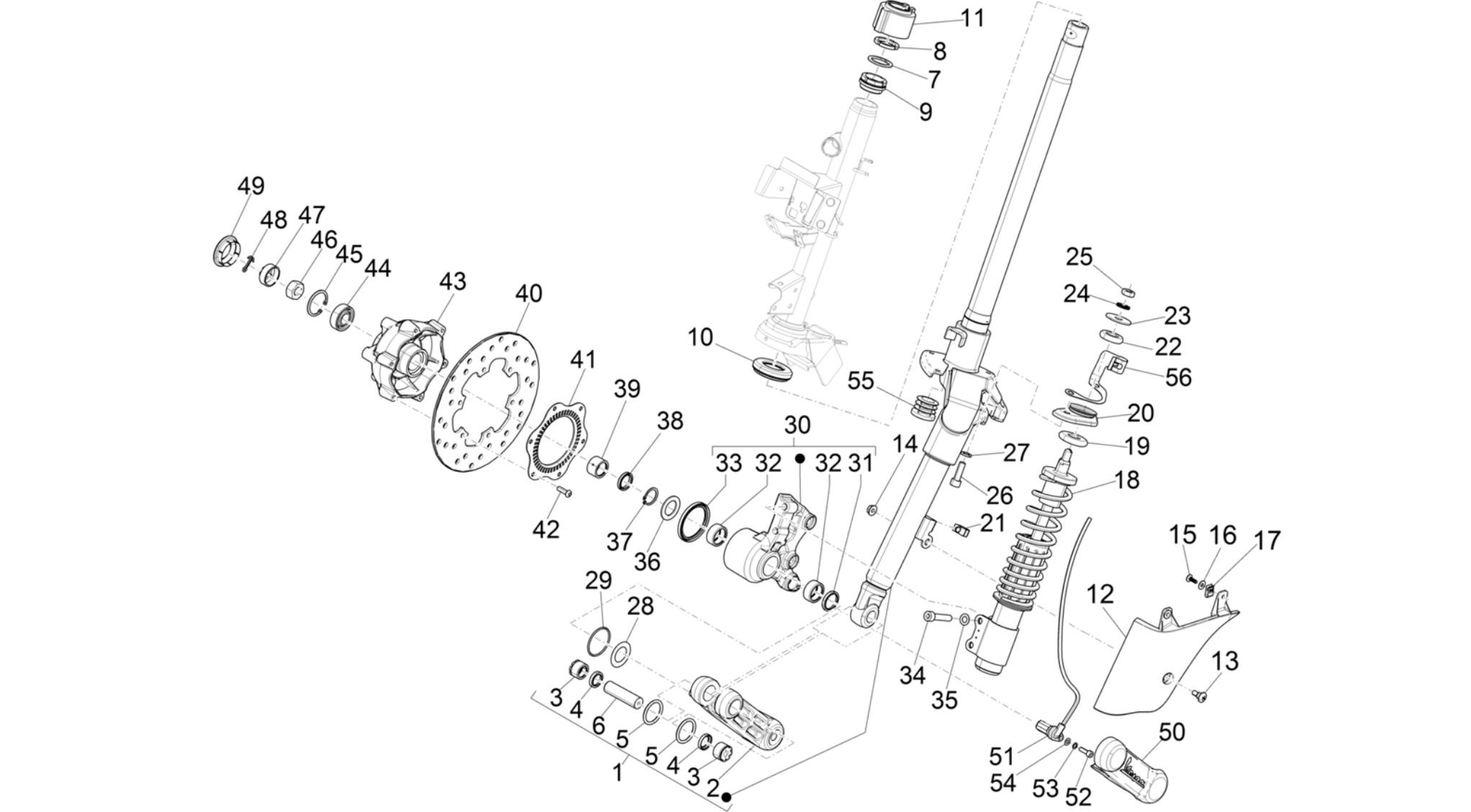Fork/steering tube - Steering bearing unit