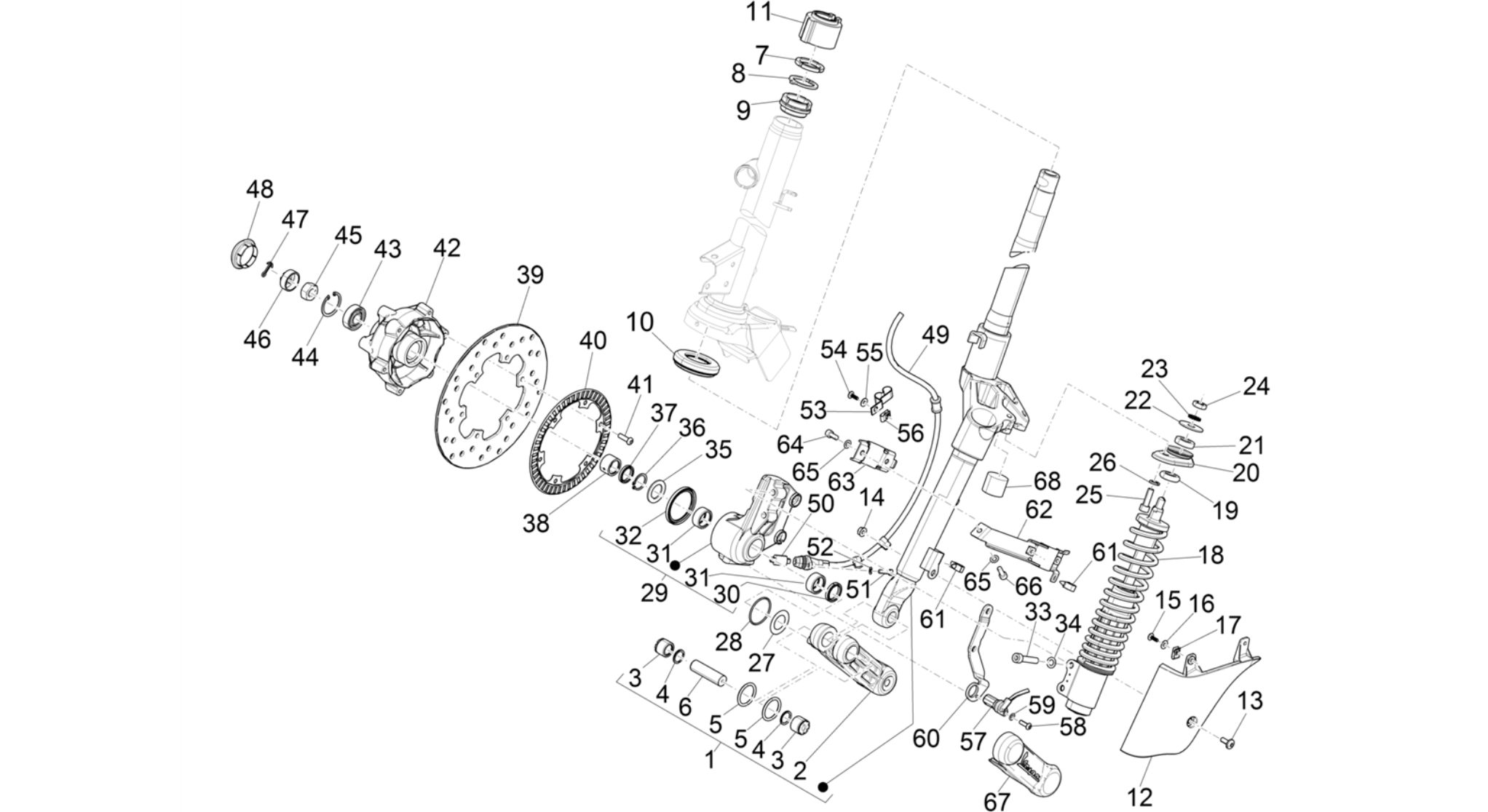 Fork/steering tube - Steering bearing unit