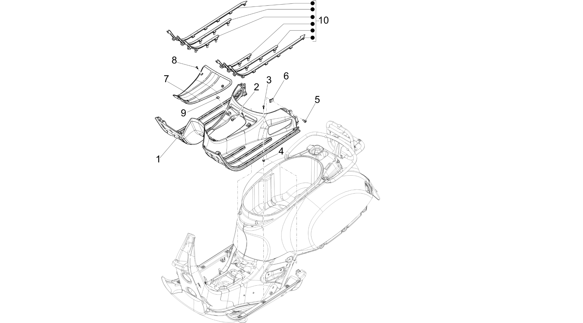 Central cover - Footrests
