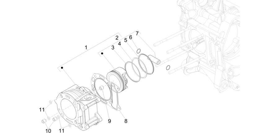Cylinder-pistston-wrist pin unit