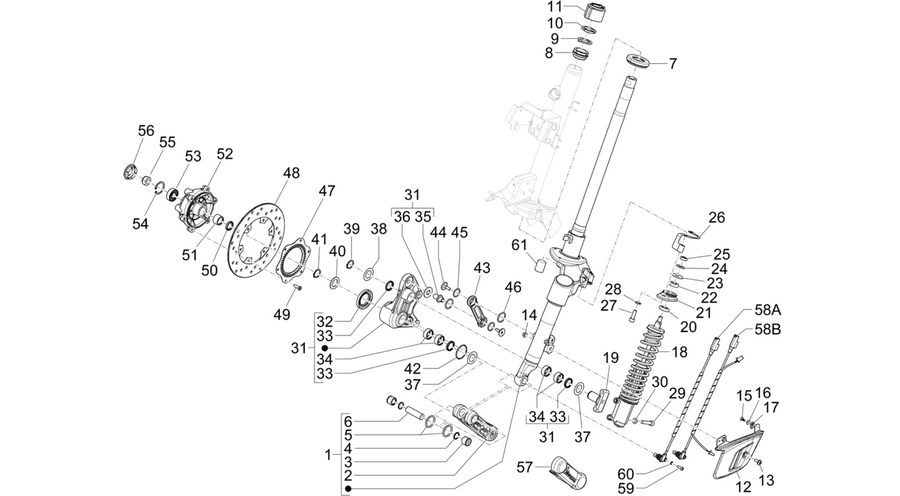 Fork/steering tube - Steering bearing unit