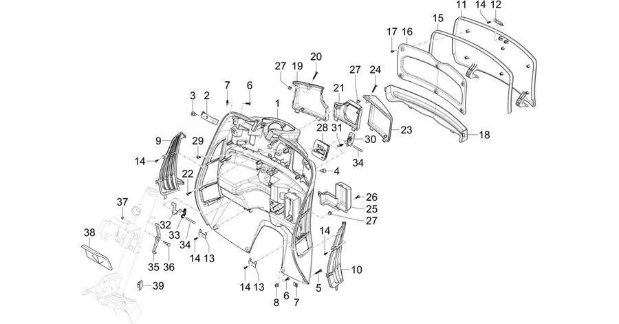 Front glove-box - Knee-guard panel