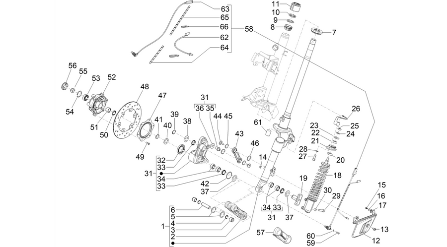 Fork/steering tube - Steering bearing unit