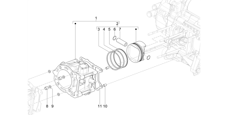 Cylinder-pistston-wrist pin unit