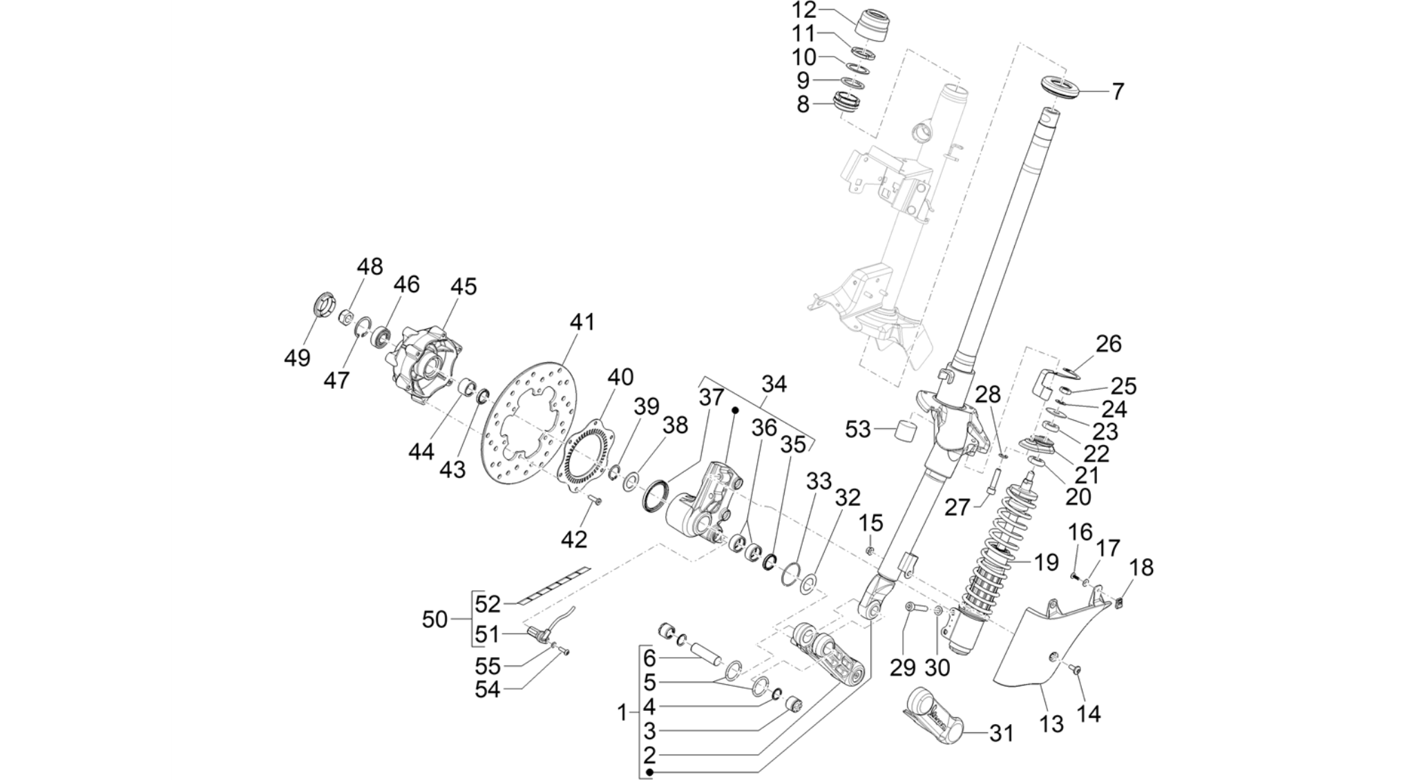 Fork/steering tube - Steering bearing unit