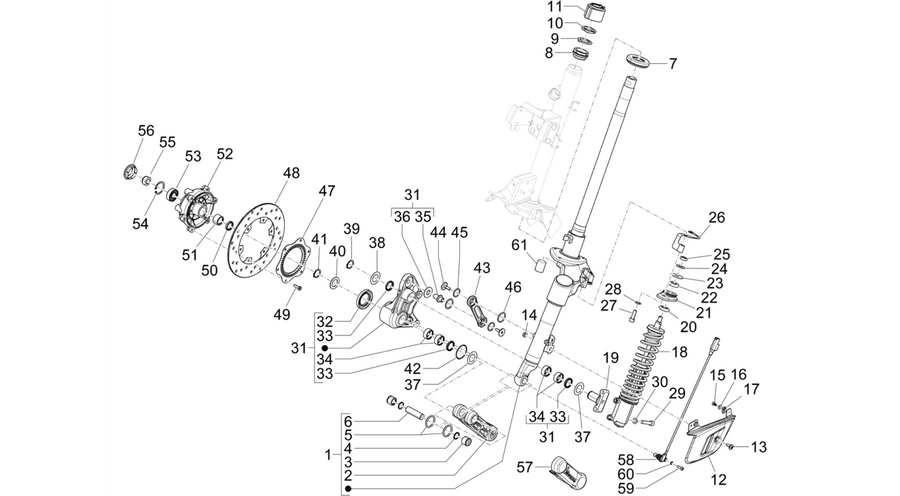 Fork/steering tube - Steering bearing unit