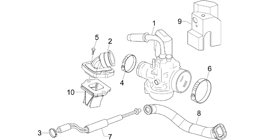 Carburettor, assembly - Union pipe
