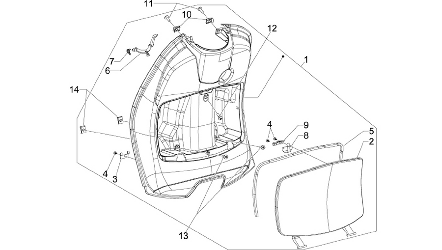 Front glove-box - Knee-guard panel