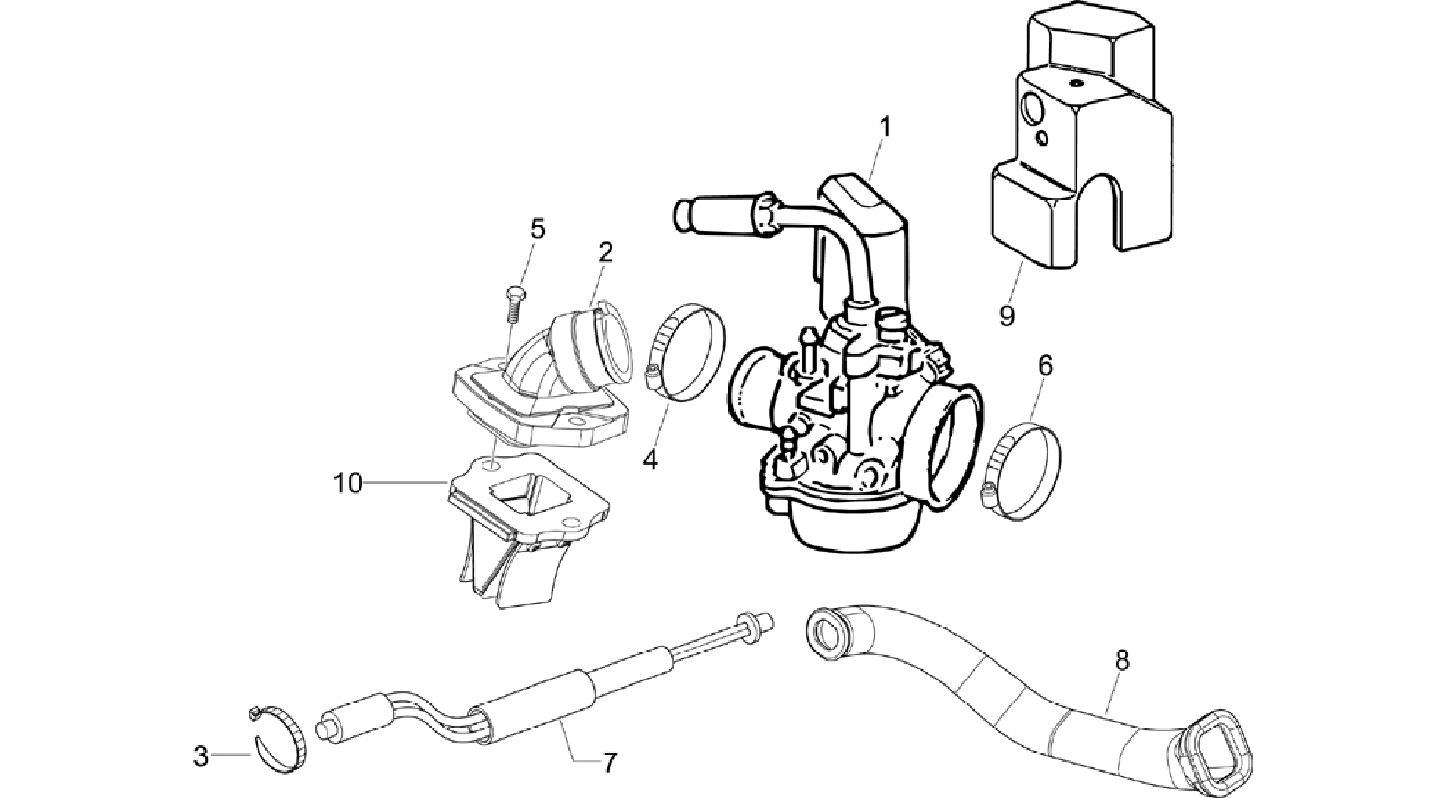 Carburettor, assembly - Union pipe