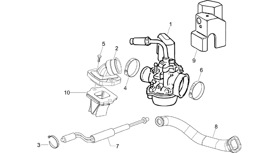 Carburettor, assembly - Union pipe