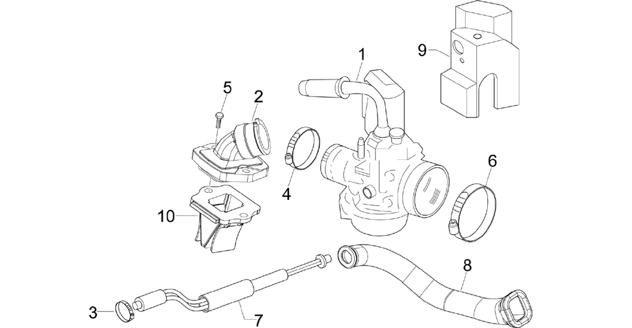 Carburettor, assembly - Union pipe
