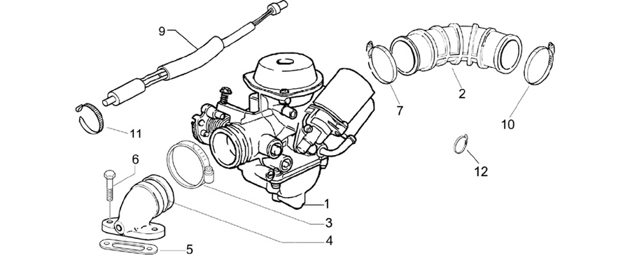 Carburettor, assembly - Union pipe