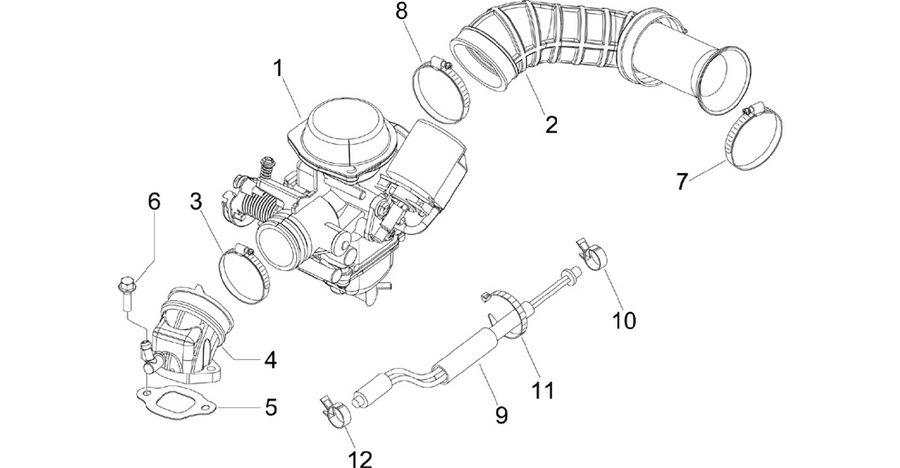 Carburettor, assembly - Union pipe