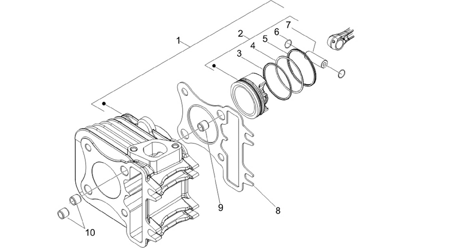 Cylinder-piston-wrist pin unit