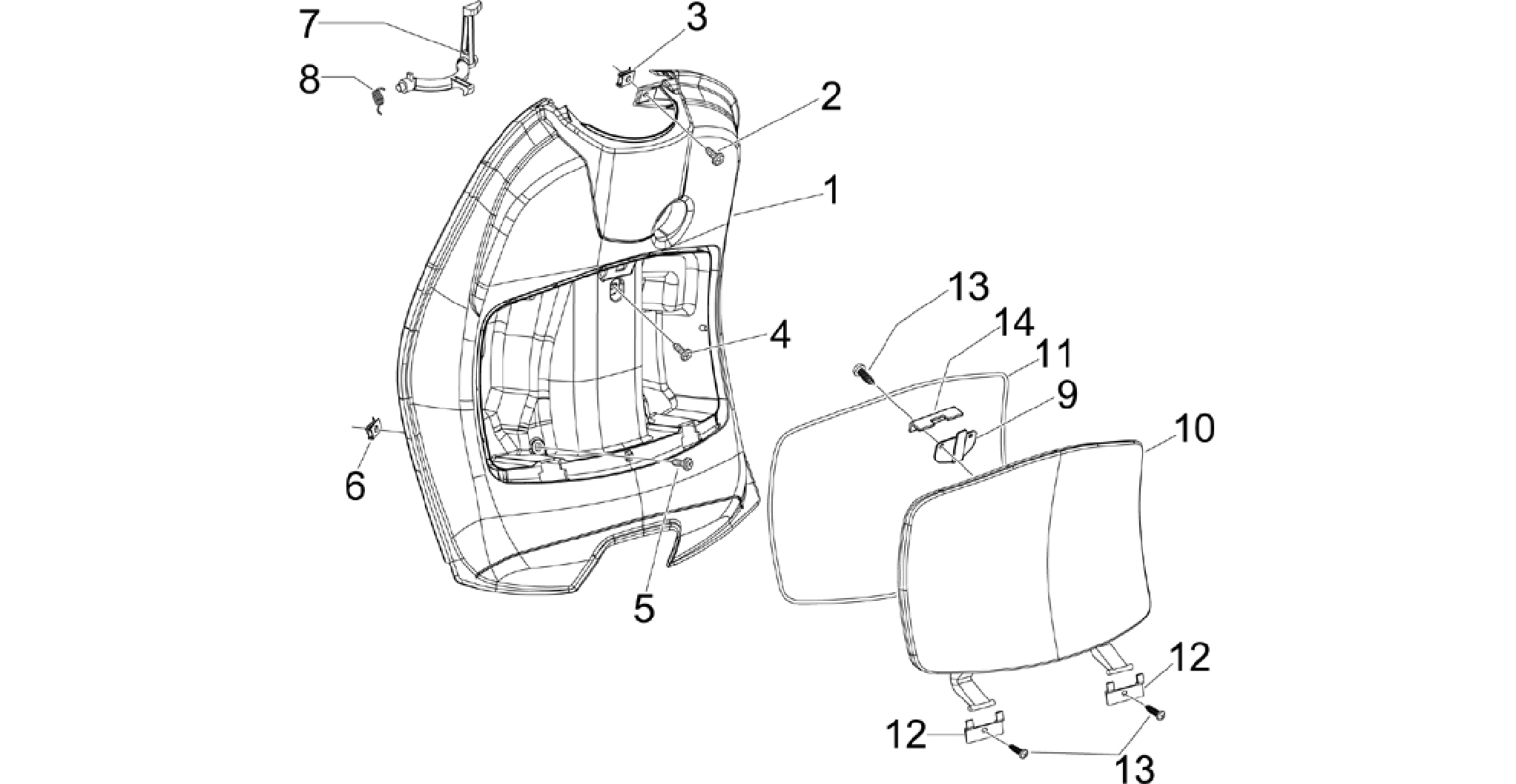Front glove-box - Knee-guard panel