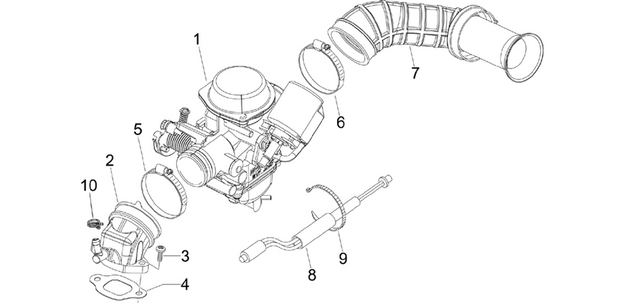 Carburettor, assembly - Union pipe