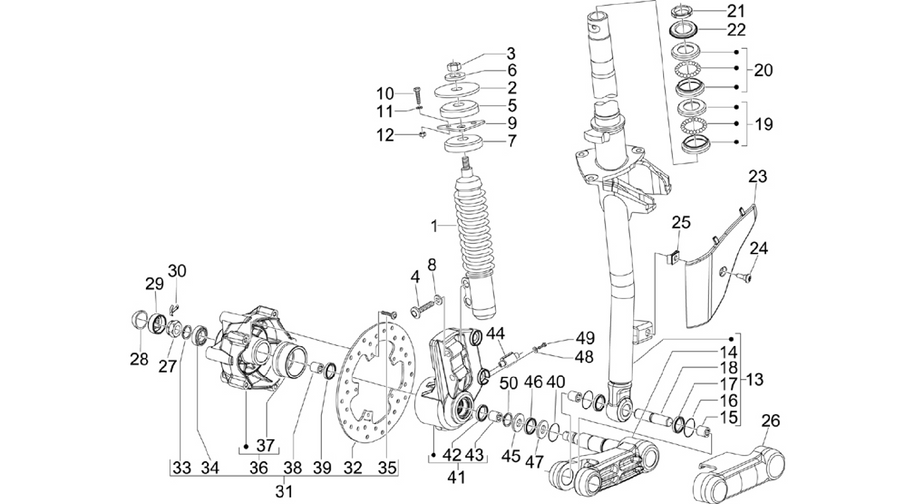 Fork/steering tube - Steering bearing unit
