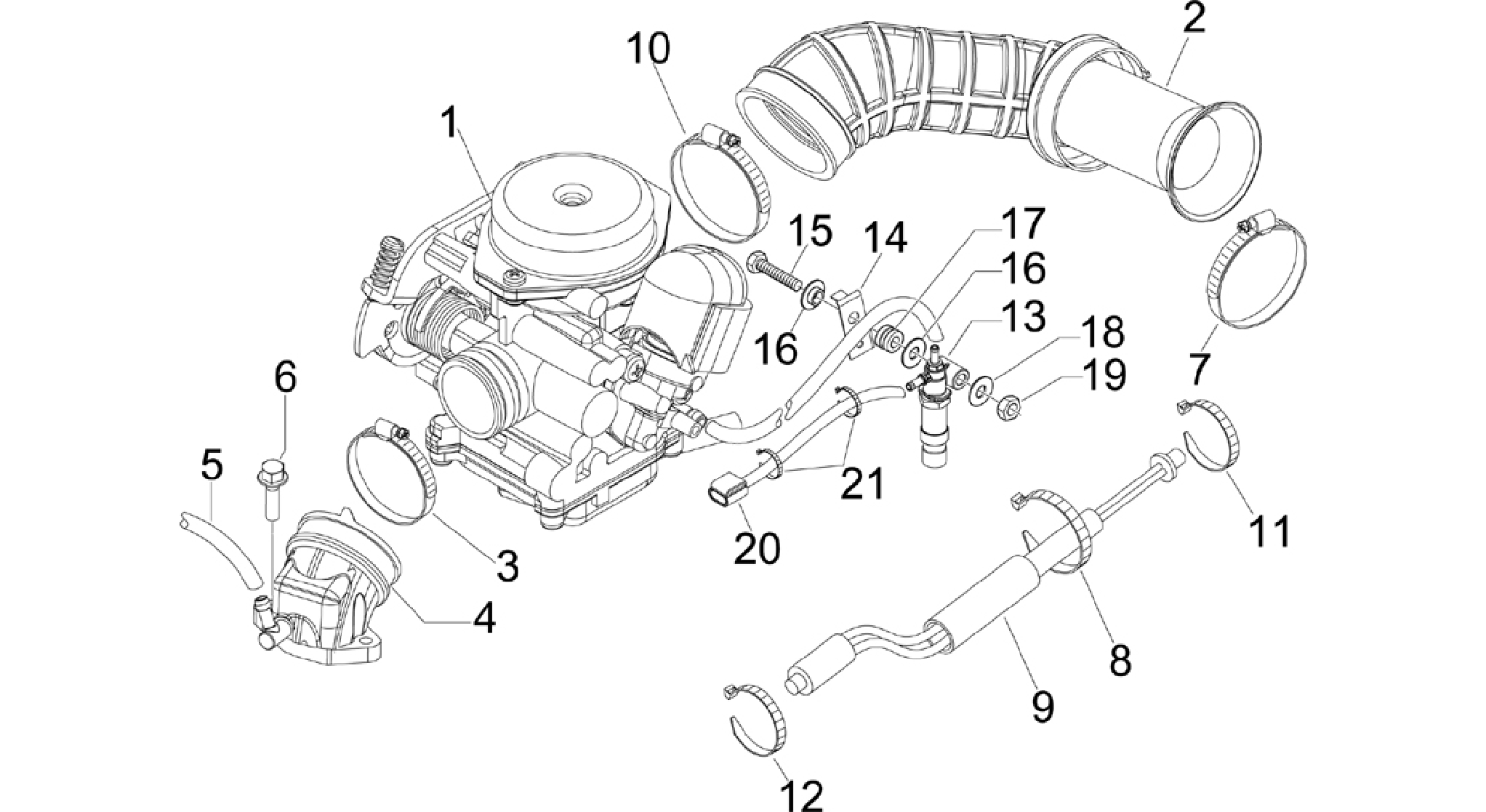 Carburettor, assembly - Union pipe