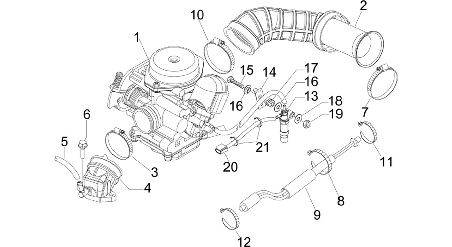 Carburettor, assembly - Union pipe