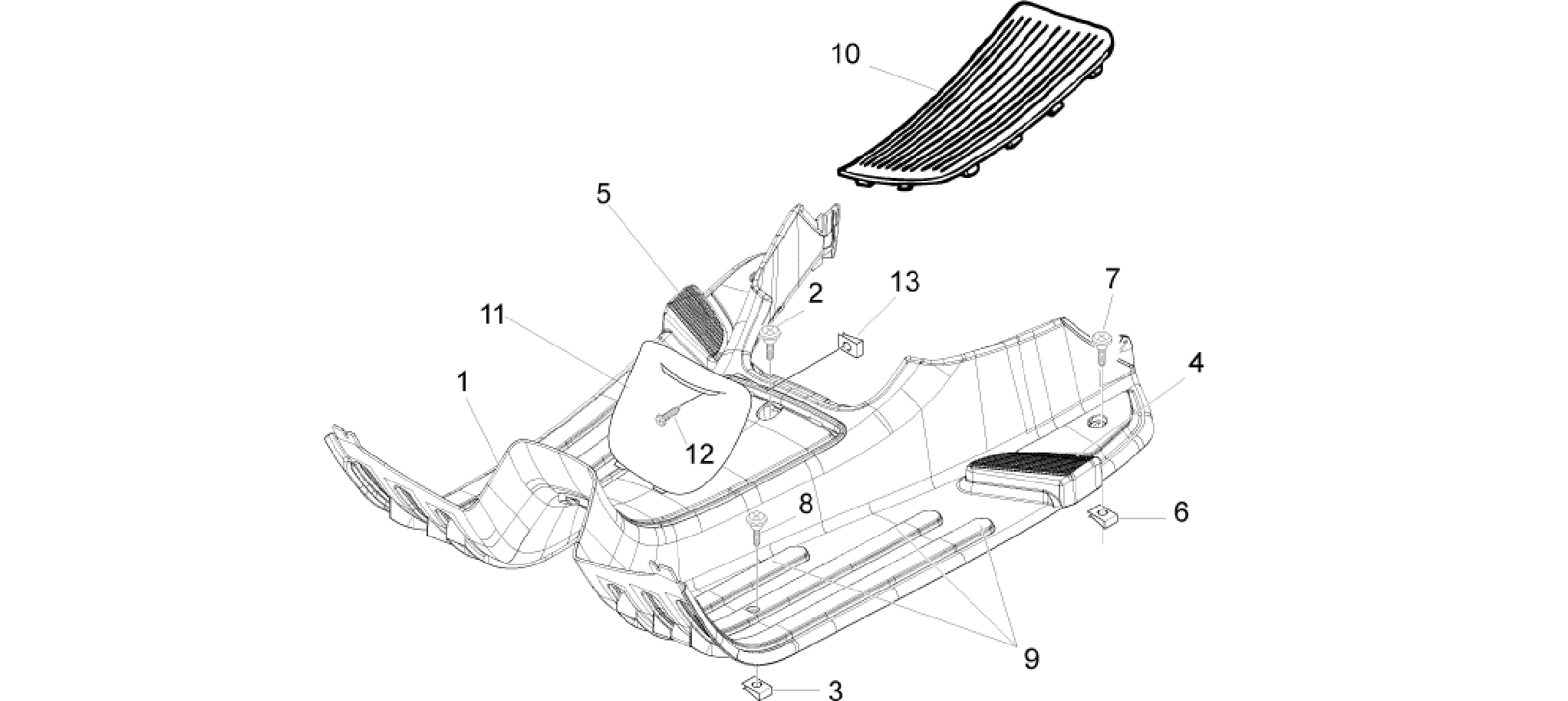 Central cover - Footrests