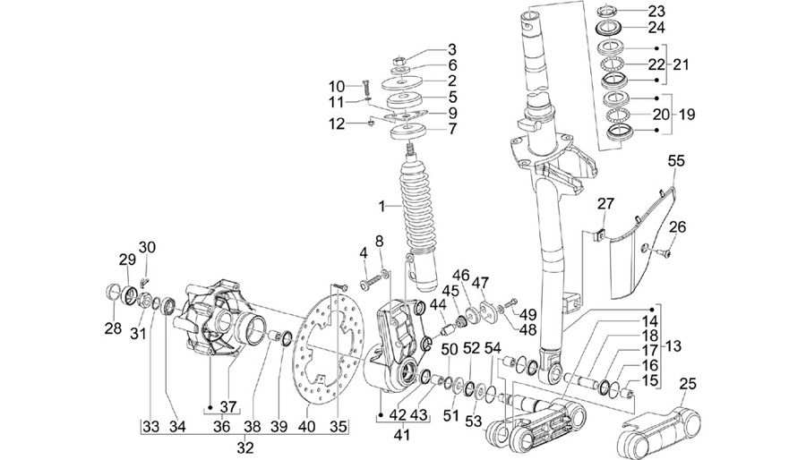 Fork/steering tube - Steering bearing unit