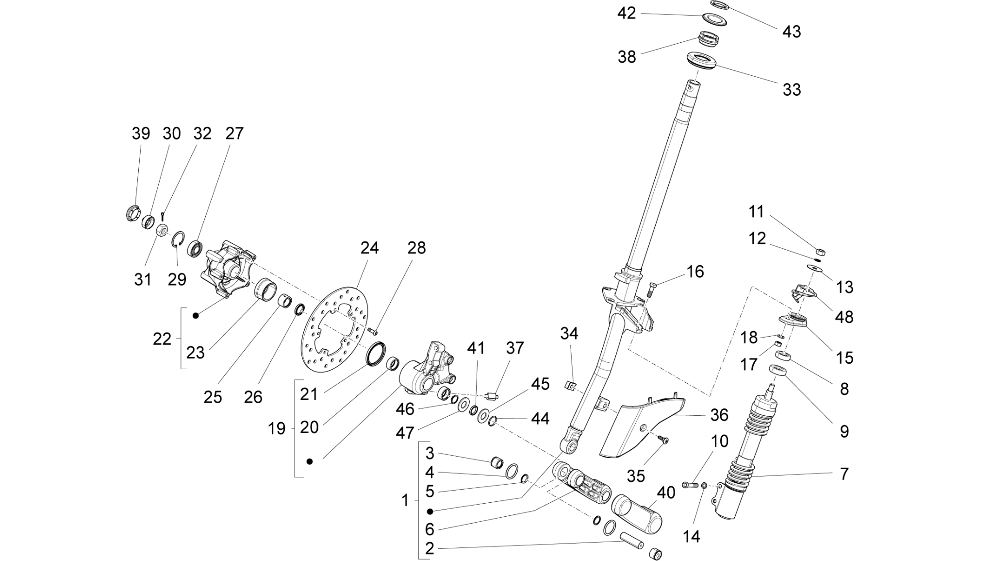 Fork/steering tube - Steering bearing unit