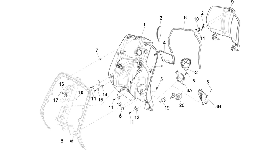 Front glove-box - Knee-guard panel
