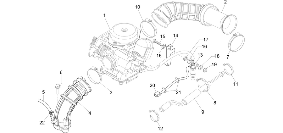Carburettor, assembly - Union pipe