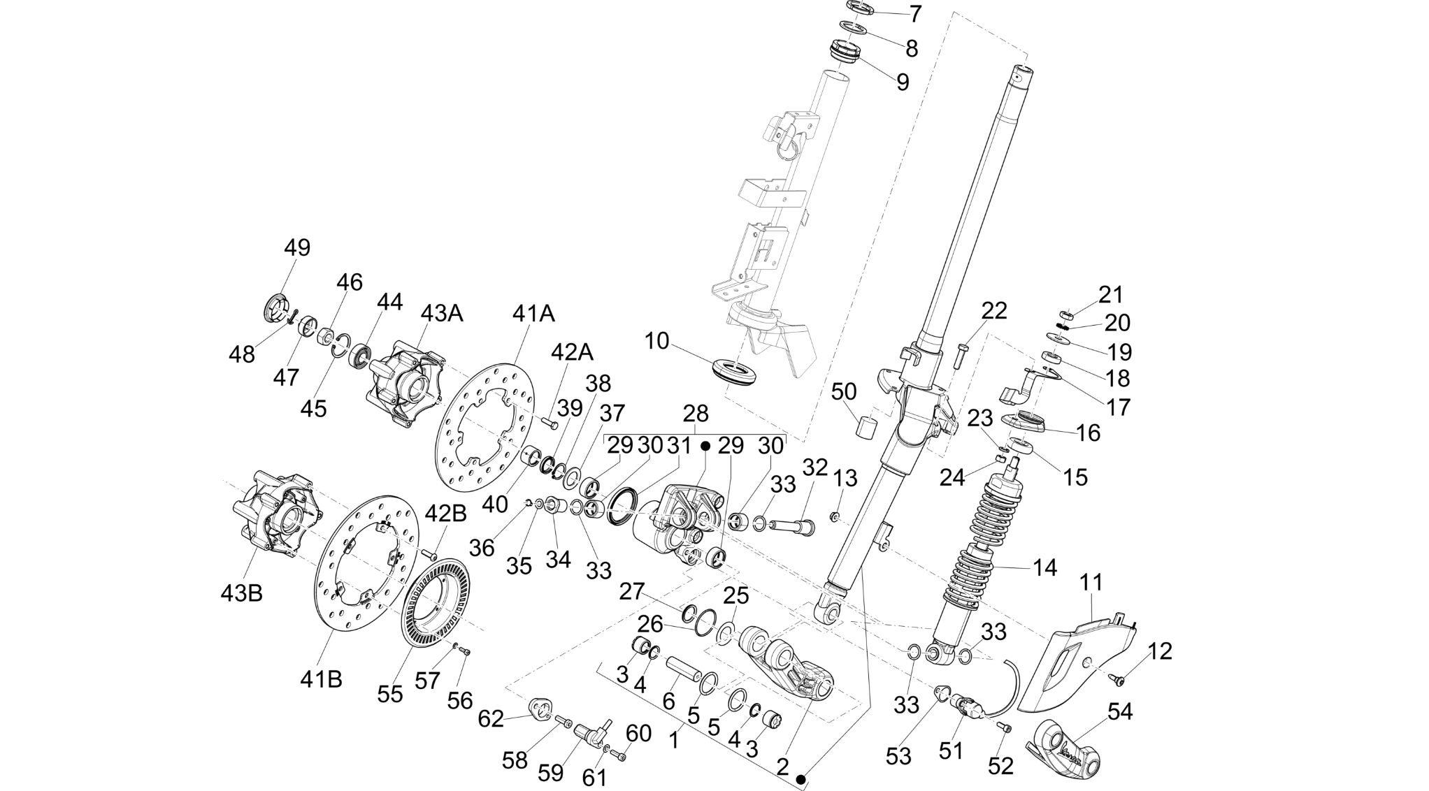 Fork/steering tube - Steering bearing unit