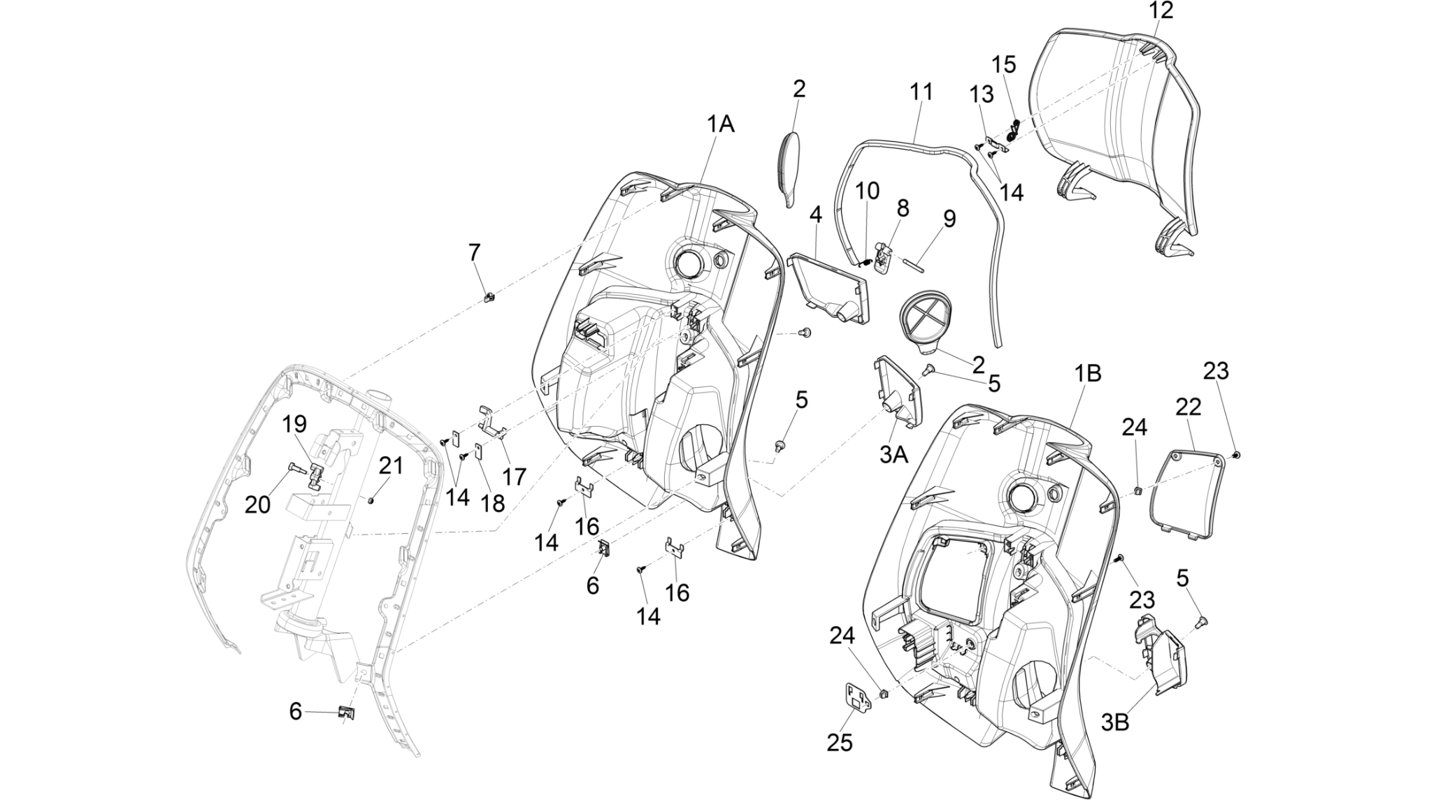 Front glove-box - Knee-guard panel