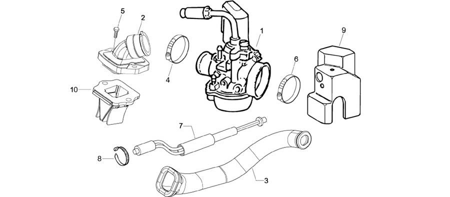 Carburettor, assembly - Union pipe