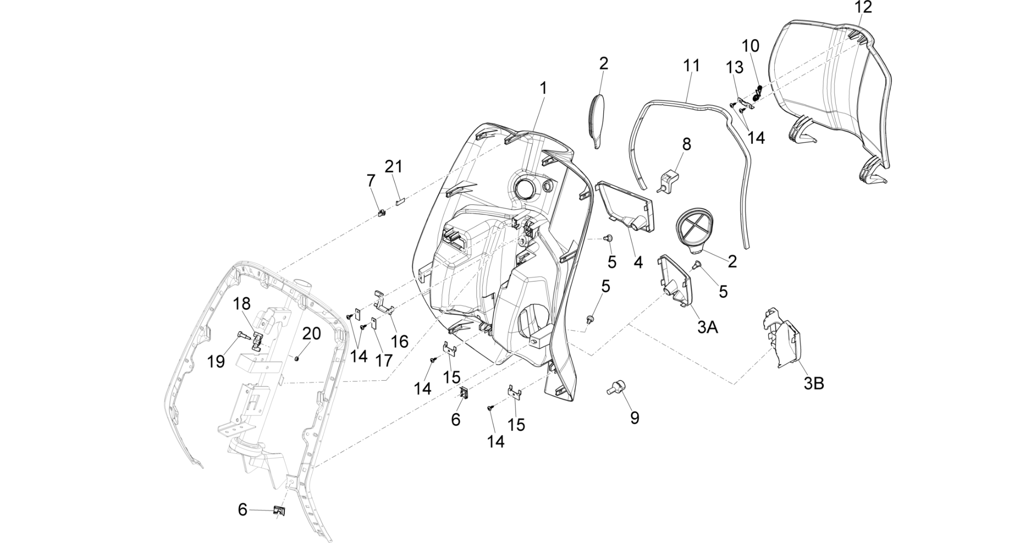 Front glove-box - Knee-guard panel