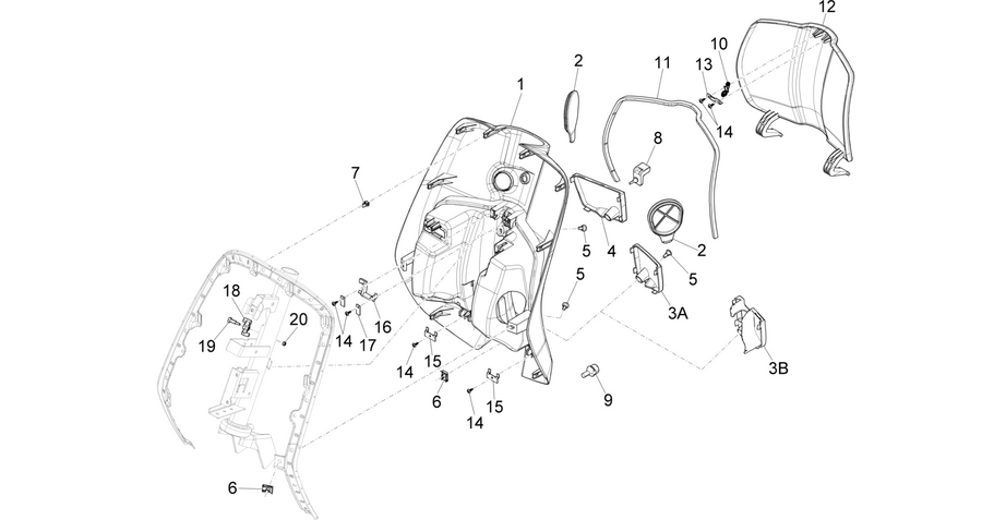 Front glove-box - Knee-guard panel