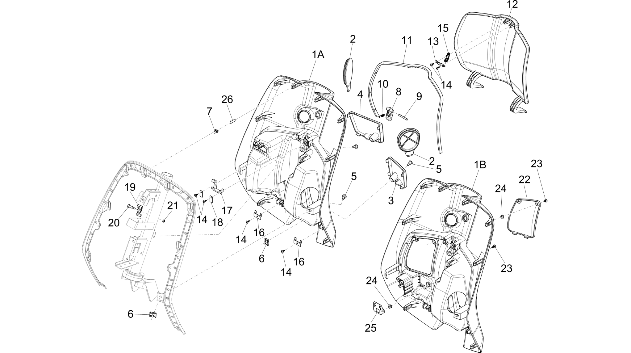 Front glove-box - Knee-guard panel