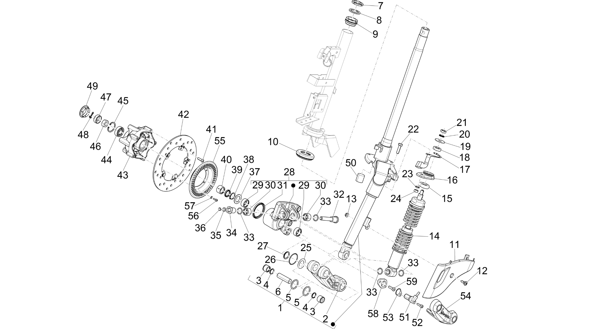 Fork/steering tube - Steering bearing unit