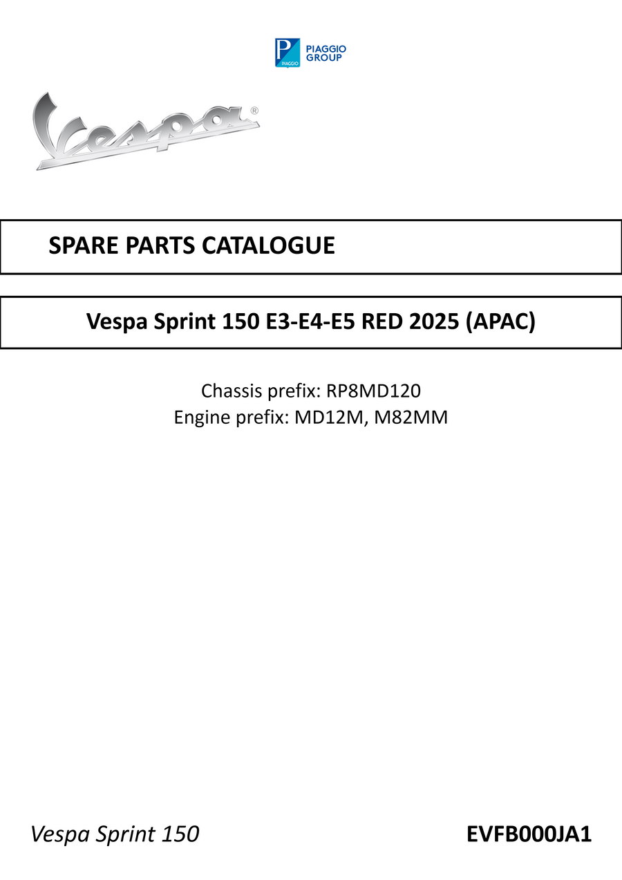 Vespa Sprint 150 E3-E4-E5 RED 2025 (APAC)