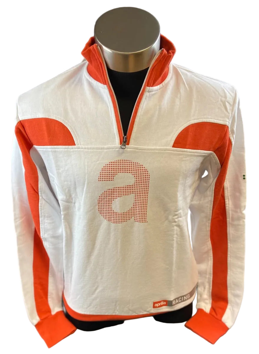 APRILIA MENS 1/4 ZIP SWEATSHIRT WHITE/RED